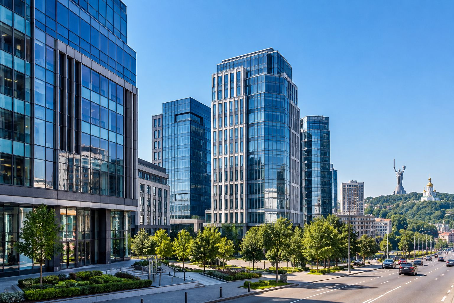 Modern business district in Kyiv
