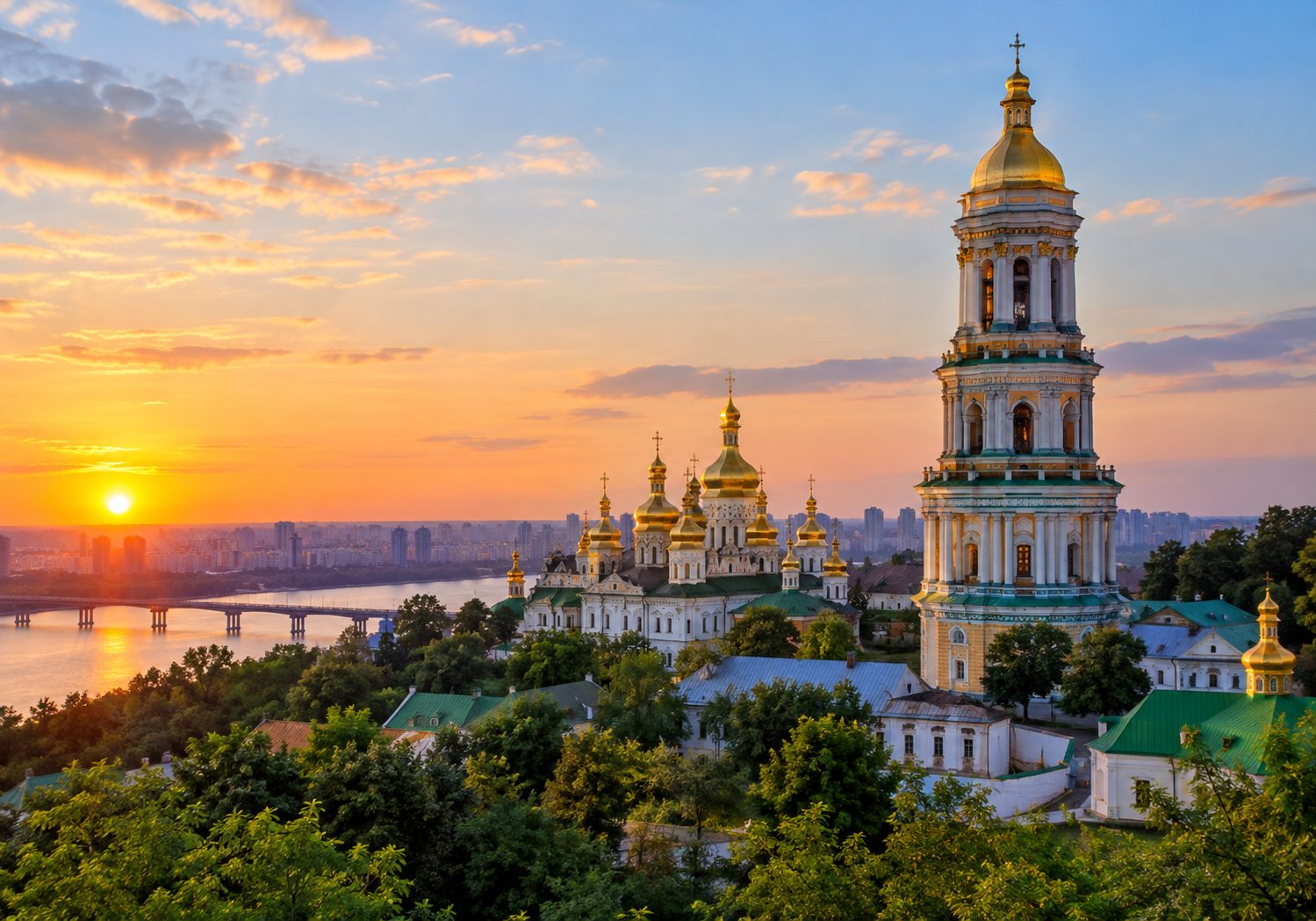 Kyiv Pechersk Lavra at sunset